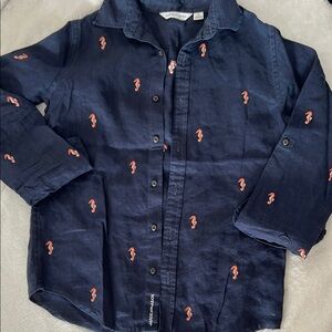 J. Crew Navy Shirt with Red Seahorse Embroidery